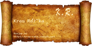 Kres Réka névjegykártya